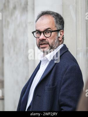 Londra, Regno Unito. 5 marzo 2024. Paul Scully, deputato, che è stato Ministro per Londra dal 2020 al 2023 e che ha annunciato ieri di essersi ritirato alle prossime elezioni, è oggi a Whitehall. Crediti: Imageplotter/Alamy Live News Foto Stock