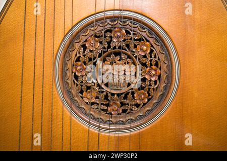 Decorazione Soundhole di un liuto Foto Stock