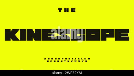 Alfabeto geometricamente audace, lettere pesanti, ampio carattere techno per logo urbano di grandi dimensioni, titolo sportivo, tipografia massima, ampio Illustrazione Vettoriale