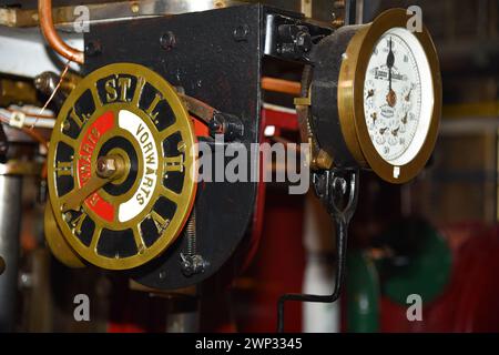 Medemblik, Netrherlands. 28 febbraio 2024. Elementi e dettagli di vecchi motori a vapore nel museo dei motori a vapore di Medemblik. Foto di alta qualità Foto Stock