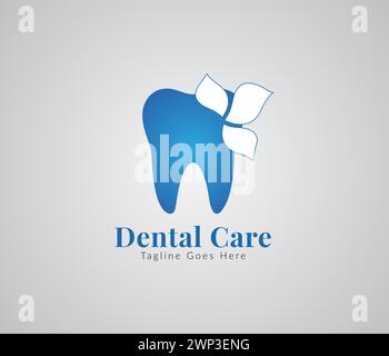 Modello logo aziendale per studi dentistici, disegno astratto dei denti, logo dentista, modello vettoriale del logo Dental Care Illustrazione Vettoriale