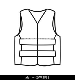 Simbolo del gilet di sicurezza, icona di silhouette piatta dallo stile semplice Illustrazione Vettoriale