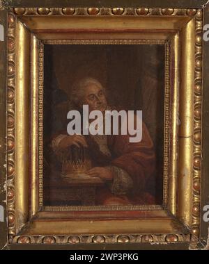 Ritratto del re Stanisław August Poniatowski (1732-1798) con clessidra, dipinto da Marcello Bacciarelli (1731-1818) alla fine del XVIII secolo, figura semitrasparente maschile, parte di una collezione documentata. Foto Stock