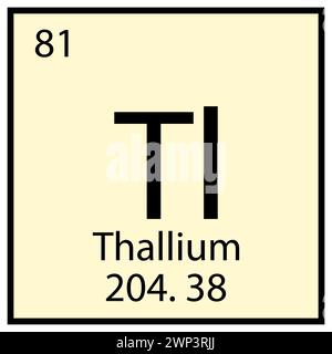 Icona chimica tallio. Segno quadrato. Simbolo del tavolo Mendeleev. Formazione. Illustrazione vettoriale. Immagine stock. EPS 10. Illustrazione Vettoriale