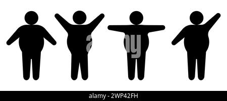 Icona con le persone magre nere per il concept design. Illustrazione della silhouette. Illustrazione vettoriale. immagine stock. Illustrazione Vettoriale