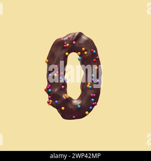 set di numeri fatti di dolci al cioccolato, rendering 3d, 0123456789 Foto Stock