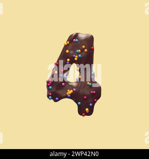 set di numeri fatti di dolci al cioccolato, rendering 3d, 0123456789 Foto Stock