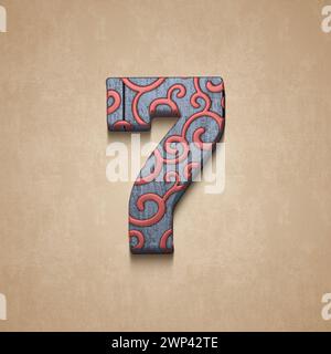 set di numeri di legno decorati, rendering 3d. Foto Stock