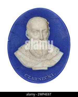 Medaglione ritratto in ceramica del leader militare polacco Stefan Czarniecki prodotto da Josiah Wedgwood & Sons dopo il 1869 basato sul disegno di Edward J. Kuntze. Foto Stock