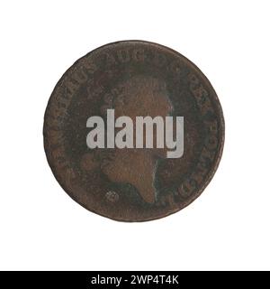 La moneta del 1777 raffigurante re Stanisław August Poniatowski, realizzata da Efraim Brenn, rappresenta l'arte numismatica e la ritrattistica reale polacca del XVIII secolo. Foto Stock