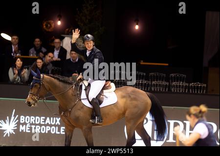 Bordeaux, Francia - 2 febbraio 2024. Immagini dal Jumping International Bordeaux. Mette Holm/ATLAS MEDIA CANADA. Foto Stock