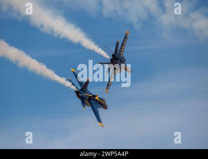 I Blue Angels stanno attualmente conducendo un addestramento invernale presso la Naval Air Facility (NAF) El Centro, California, in preparazione per la prossima stagione di spettacoli aerei del 2024. (Foto US Navy di Mass Communication Specialist 2nd Class Crayton Agnew/rilasciato) Foto Stock