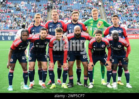 Foxborough, Massachusetts, Stati Uniti. 3 marzo 2024. Massachusetts, Stati Uniti; la New England Revolution inizia a posare per una foto prima di una partita contro il Toronto FC a Foxborough Massachusetts. Credito obbligatorio Eric Canha/CSM/Alamy Live News Foto Stock