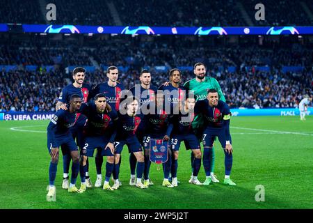 Donostia / San Sebastian. Spagna. 20240305, Paris Saint-Germain Team in azione durante la partita di UEFA Champions League tra Real Sociedad e Paris Saint-Germain UEFA Champions League alla reale Arena / Anoeta Stadium il 5 marzo 2024 a Donostia / San Sebastian, Spagna Foto Stock