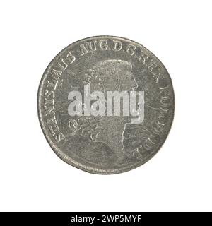 Una moneta da incoronazione del 1771 creata per il re Stanisław August Poniatowski, prodotta da Justin Schröder alla zecca di Varsavia, che mostra immagini reali e iscrizioni. Foto Stock