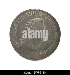 Moneta d'argento da 1768 corona emessa per il re polacco Stanisław August Poniatowski, coniata da Fryderyk Wilhelm Sylm, che mostra la denominazione e le insegne reali. Foto Stock