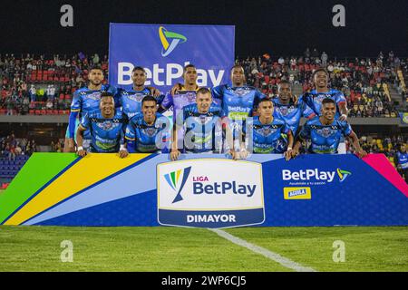 Bogotà, Colombia. 4 marzo 2024. I giocatori della squadra di Fortaleza posano per la foto ufficiale durante la partita Deportivo pasto (1) V Fortaleza (0) durante il BetPlay League a pasto, Colombia, 4 marzo 2024. Foto di: Sebastian Maya/Long Visual Press credito: Long Visual Press/Alamy Live News Foto Stock