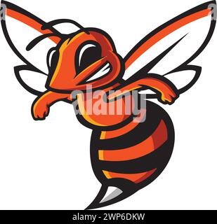 Smiling Bee Mascot Vector – Logo Cartoon Illustrazione Vettoriale