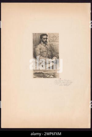 Ritratto di Józef Pi Sudski; pietre, Antoni (1860-1933); 1918 (stampa); 1913 (composizione) (1913-00-00-1918-00-00-00); giovane Polonia (Styl), Piłsudski, Józef (1867-1935), Piłsudski, Józef (1867-1935)-iconografia, spartizioni della Polonia (1772-1795), Vilnius (Lituania), Woźnicki, Kazimierz (1878-1949), Woźnicki, Woźnicki, Kazimierz (1878-1949)-dedica, Woźnicki, Kazimierz (1878-1949)-collezione, regalo (provenienza), grafica polacca, Polonia (cultura), ritratti, ritratti maschili, ritratti maschili, guerra mondiale (1914-1918) Foto Stock