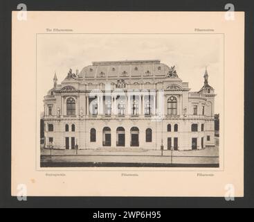 Varsavia. Edificio Filarmonico - vista della facciata da ul. Jasna, del portafoglio "Varsavia"; sconosciuto, Winiarski, Stanis Aw (Varsavia; carta; fil. CA 1870-CA 1915); circa 1901 (fotografia); 1912-1915 (album) (1900-00-00-1915-00-00-00);Filarmonica Nazionale (Varsavia - 1955-), Jasna (Varsavia - via), Kozłowski, Karol (1847-1902), Kozłowski, Karol (1847-1902) - iconografia, Varsavia (Voivodato Masoviano), architettura, architettura polacca, modernismo filharmonico (stile), Polonia (cultura), acquisto (provenienza) Foto Stock