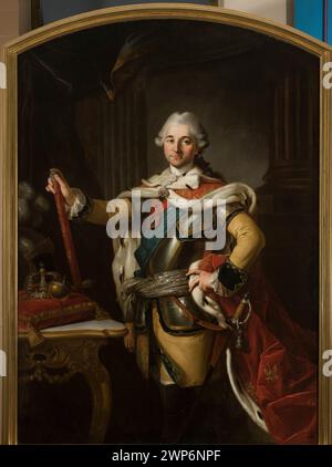 Ritratto del re Stanisław August Poniatowski (1732-1798) di Mieczysław Kotarbiński, che mostra lo stile classico, l'iconografia, le colonne, le corone, ordini, parrucche, camice da incoronazione, tavoli, nastri, e armatura, con provenienza. Foto Stock