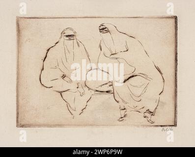Un dipinto del 1912 di Emil Orlik raffigurante due donne arabe in Egitto, presentato in stile modernista. Foto Stock