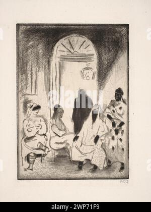 Un dipinto del 1912 di Emil Orlik che raffigura una porta al Cairo, in Egitto, che mostra donne e scene di genere in uno stile modernista. Foto Stock