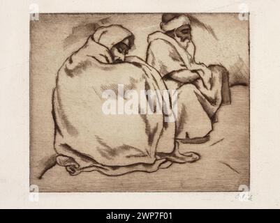 Un dipinto del 1912 di Emil Orlik che mostra arabi e beduini seduti contro un muro in Egitto, in una scena di genere modernista. Foto Stock