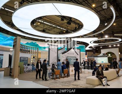 Messestand China Mobile, MWC Mobile World Congress 2024, Barcellona, Spagna Foto Stock