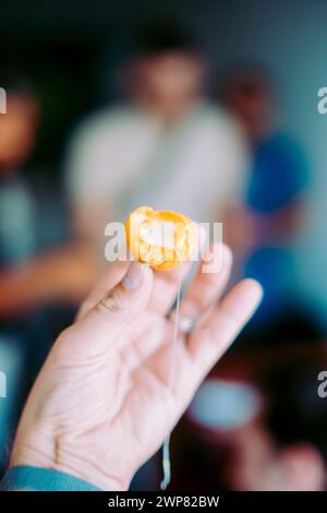 Delizioso pane al formaggio, crocchette al formaggio con formaggio stringente, Portogallo Foto Stock