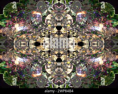 Una visione di bellezza astratta in natura - sole, riflessi e canne sul Tamigi, proprio accanto al Donnington Bridge, Oxford. Non è un'immagine semplice da chiudere Foto Stock