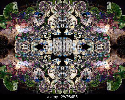 Una visione di bellezza astratta in natura - sole, riflessi e canne sul Tamigi, proprio accanto al Donnington Bridge, Oxford. Non è un'immagine semplice da chiudere Foto Stock