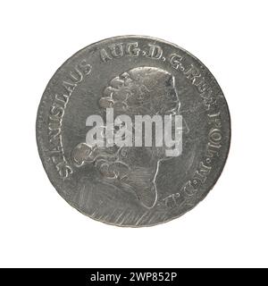 La moneta del 1777 raffigurante re Stanisław August Poniatowski, realizzata da Efraim Brenn, esemplifica il design numismatico e la ritrattistica reale polacco del XVIII secolo. Foto Stock