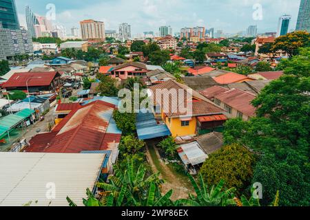 Vista aerea di un'area residenziale di Kuala Lumpur, Malesia. Foto Stock