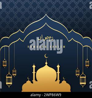 Ramadan Kareem Design con sfondo sfumato Moschea illustrazione vettoriale Illustrazione Vettoriale
