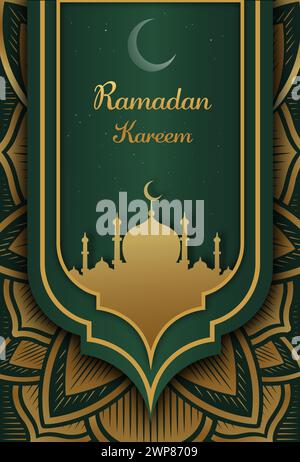 Ramadan Kareem Design con sfondo sfumato Moschea illustrazione vettoriale Illustrazione Vettoriale