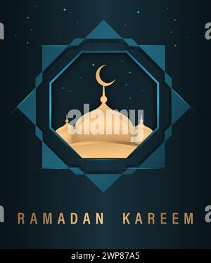 Ramadan Kareem Design con sfondo sfumato Moschea illustrazione vettoriale Illustrazione Vettoriale
