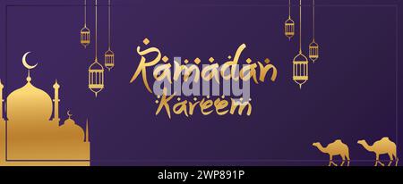 Design Ramadan Kareem con sfondo d'arte moschea sfumata illustrazione vettoriale Illustrazione Vettoriale