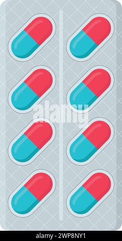 Rosa per illustrazione vettoriale delle pillole Illustrazione Vettoriale