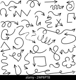 curva curva spirale curva freccia doodle mano disegnata. vettore ...