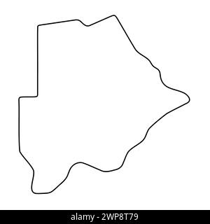 Mappa semplificata del paese del Botswana. Contorno nero sottile. Semplice icona vettoriale Illustrazione Vettoriale