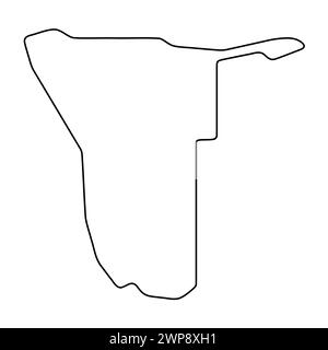 Mappa semplificata del paese della Namibia. Contorno nero sottile. Semplice icona vettoriale Illustrazione Vettoriale