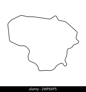Mappa semplificata del paese della Lituania. Contorno nero sottile. Semplice icona vettoriale Illustrazione Vettoriale