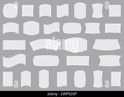 Collezione di francobolli postali vintage con cornici vuote per sfondo e design. Illustrazione vettoriale con effetti di deformazione Illustrazione Vettoriale