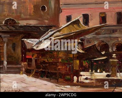 Il dipinto "da W W Faresch - Venezia" di Marian Trzebi Ski, creato nel 1901, mostra la vista della città di Venezia con dettagli architettonici, strade urbane e corsi d'acqua. Parte della collezione Łukasz Dobrzański in stile giovane Polonia. Foto Stock