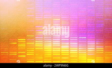 Sfondo colorato e luminoso. Colori arancione, giallo, rosso, rosa su una base di carta arancione. Brevi linee tratteggiate orizzontali nelle colonne nella parte inferiore del Foto Stock