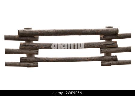 Staccionata in legno isolato su sfondo bianco Foto Stock
