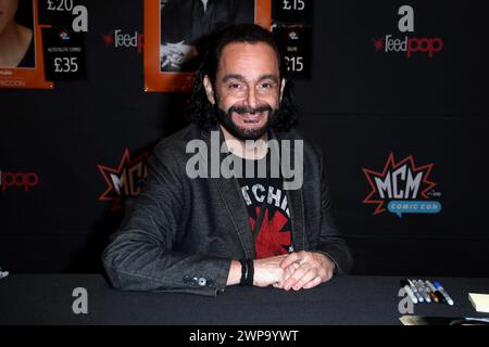 Scott Schlaffo partecipa a MCM Comic con London 2019, Excel London, Foto Stock