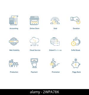 Set di Design icona Financial Business Vector Illustrazione Vettoriale