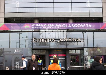 Una vista generale del fronte dell'Emirates Arena di Glasgow durante i Campionati mondiali di atletica leggera indoor 2024 - 1° giorno 01/03/2024 all'Emirates Arena il 01/03/2024 Ben Booth/Alamy Foto Stock